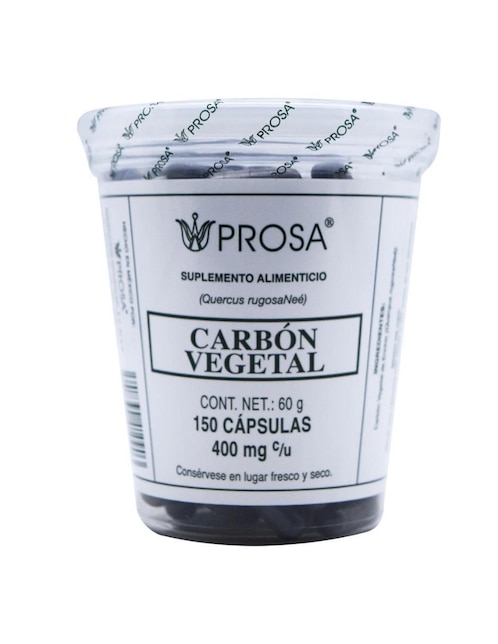Carbón Vegetal Prosa con carbón activado de 150 cápsulas