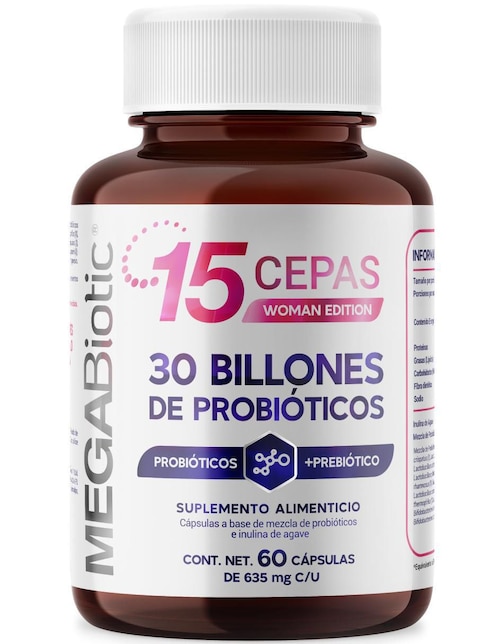 15 Cepas 30 Billones Probióticos Woman Edition Megabiotic con probióticos, inulina de agave y aloe vera