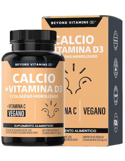 Calcio, Vitamina D3, Colágeno Hidrolizado y Vitamina C Beyond Vitamins