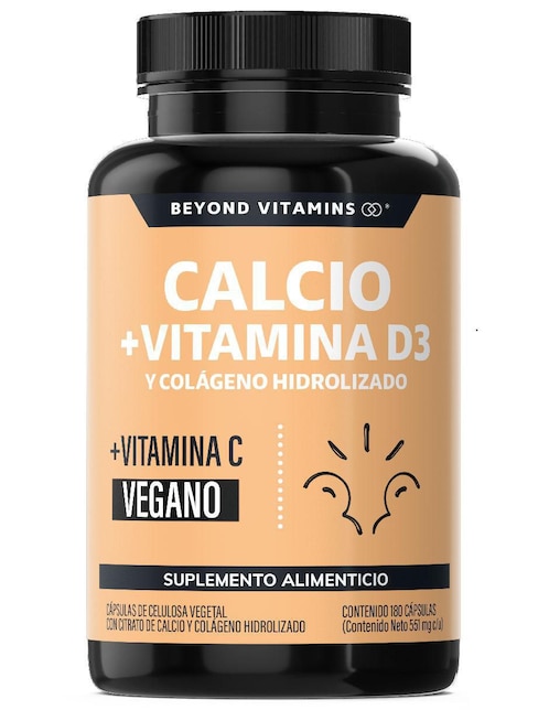 Calcio, Vitamina D3, Colágeno Hidrolizado y Vitamina C Beyond Vitamins