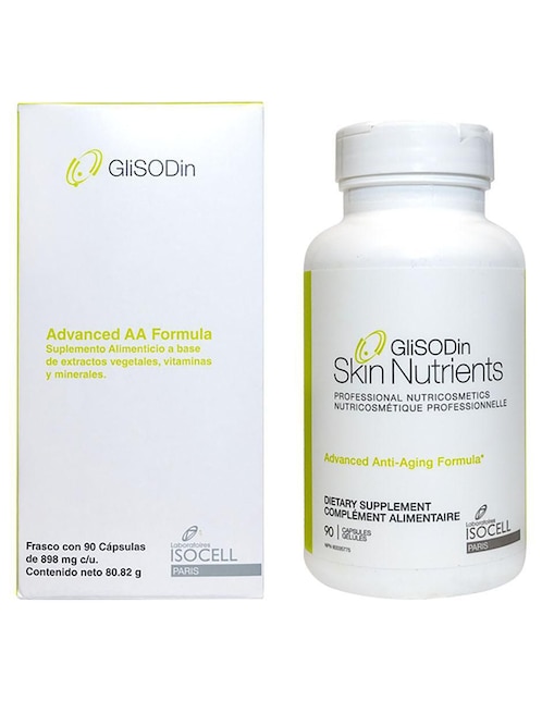 Glisodin Advanced Anti-Aging Formula Glisodin Skin Nutrients con aceite de krill sabor natural de 90 cápsulas