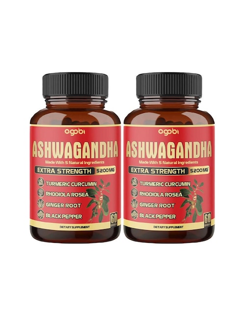 Ashwagandhaalto 2 Pack Fuerza Extra 5 en 1 Agobi con pimienta negra