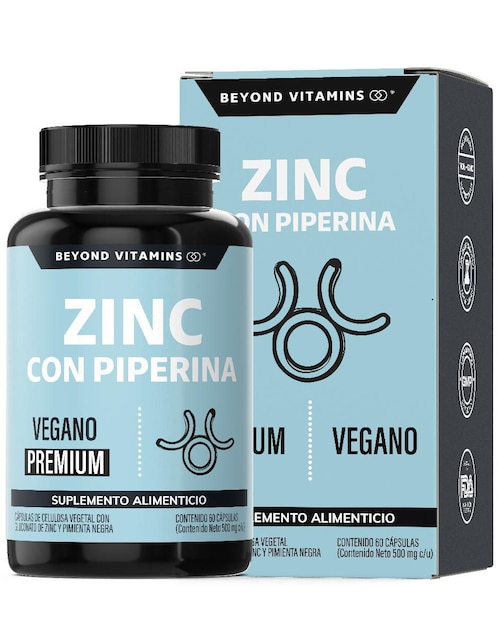 Zinc (Gluconato de Zinc) Potenciado con Piperina Estandarizada Beyond Vitamins