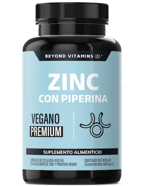 Zinc (Gluconato de Zinc) Potenciado con Piperina Estandarizada Beyond Vitamins