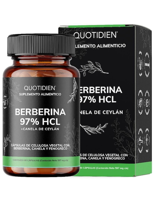 Berberina Clorhidrato Canela de Ceylán Fenogreco Cúrcuma Quotidien de 60 cápsulas