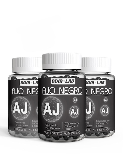 Ajo Negro Suplemento BDM Lab Bdm Lab con aceites vegetales y pigmentos negros de 60 cápsulas