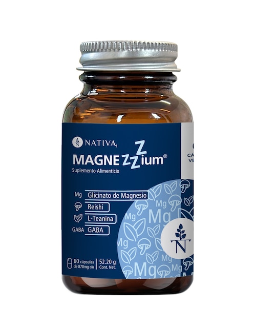 Magnezzzium Suplemento con Glicinato de Magnesio para dormir Nativa5 con magnesio