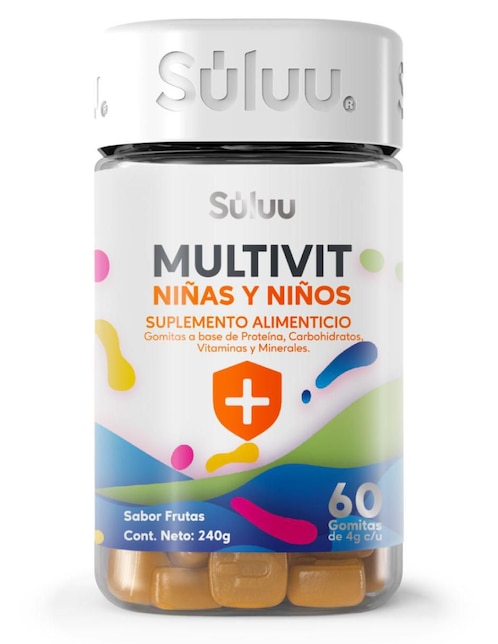 Multivit niñas y niños Suluu con vitamina D3 calcio y magnesio sabor frutas