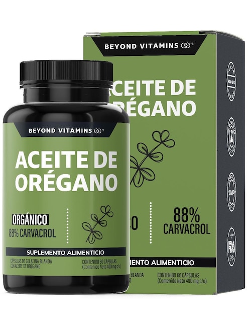 Aceite de Oregano Orgánico Natural con Carvacrol Beyond Vitamins sabor natural de 60 cápsulas