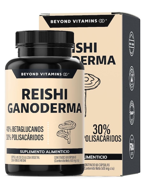Reishi Ganoderma alto en Betaglucanos y Polisacáridos Beyond Vitamins de 60 cápsulas