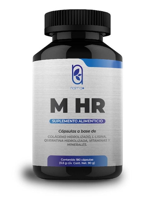 M HR Suplemento Alimenticio Naima con colágeno, biotina, l-lisina, queratina, vitaminas y minerales de 180 cápsulas
