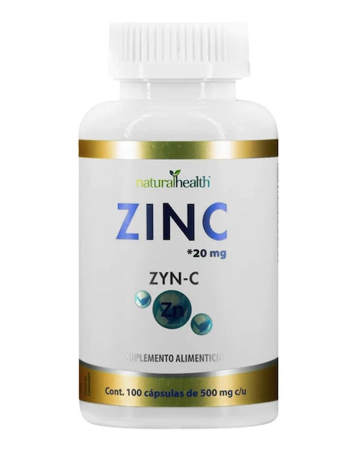 ZYN-C Zinc Natural Health con zinc de 100 cápsulas