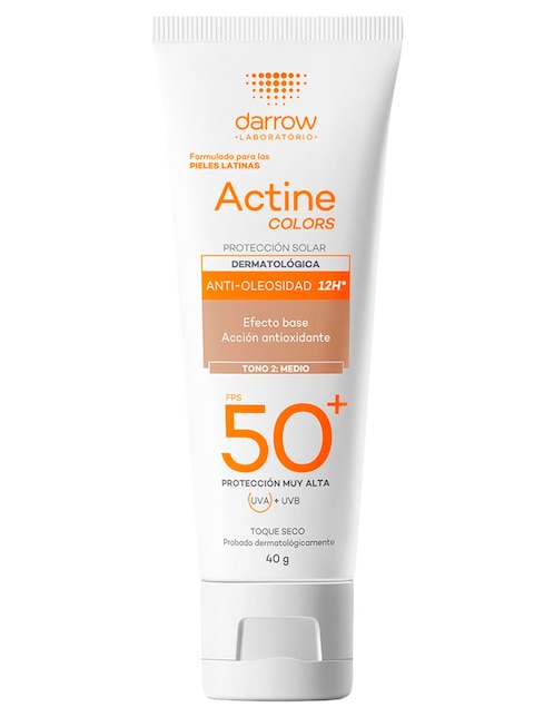 Protector solar FPS 50 Dermatológico Facial Actine Colors Medio 40 g 1