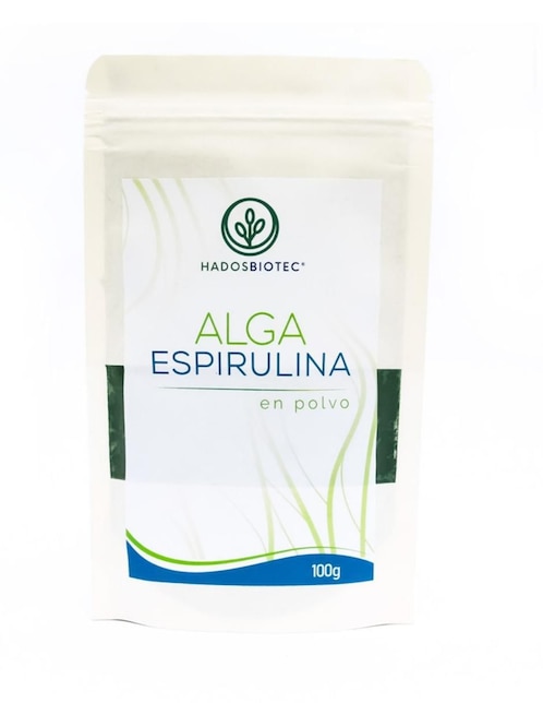 Alga Espirulina en polvo Hadosbiotec con Ingredientes naturales 100% Alga Espirulina Sin conservadores ni aditivos 100 g Hadosbiotec con alga espirulina de 100 g