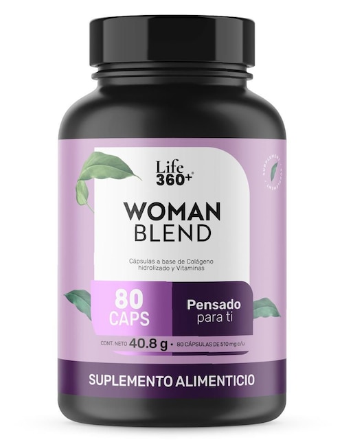 Multivitamínico para Mujer con Colágeno Hidrolizado, Biotina, Ácido Fólico, Vitamina A, C, D, B12 y Zinc, 80 Cápsulas. Life360+