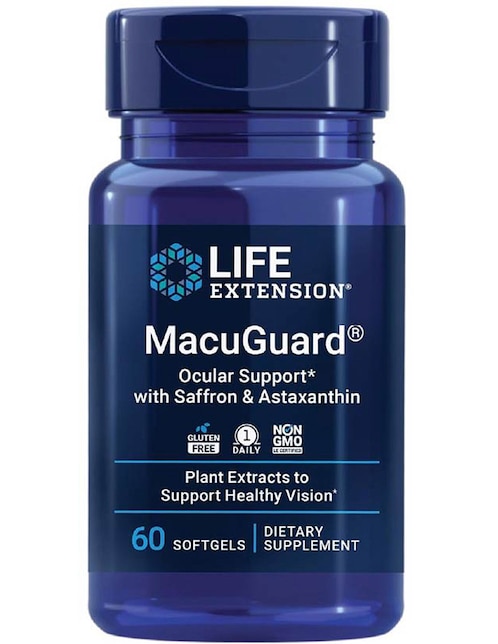 Life Extension MacuGuard 60 Softgels – Soporte Ocular con Luteína, Zeaxantina, Azafrán y Astaxantina Life Extension con luteína, zeaxantina de 60 cápsulas