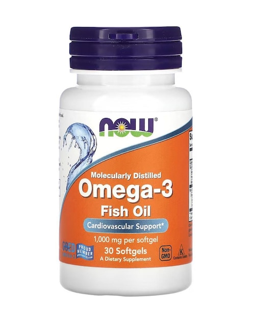 NOW Aceite de pescado con omega-3, 1000 mg Now con omega 3, epa y dha de 30 cápsulas