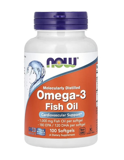 Aceite de pescado con omega-3, 1000 mg Now con omega 3, epa y dha de 100 cápsulas