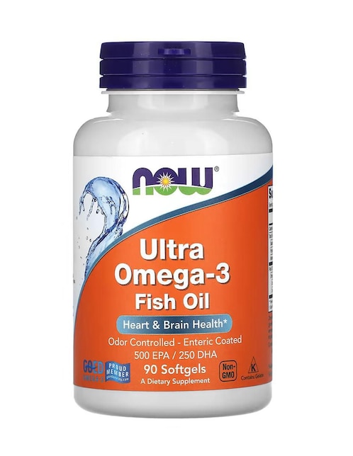 Aceite de pescado con Ultra Omega-3 Now con omega 3 de 90 cápsulas