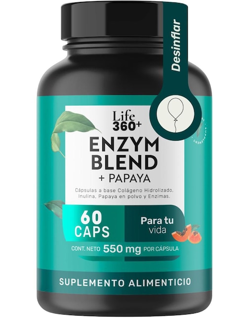 Enzym Blend + Papaya Life360+ con colágeno hidrolizado, inulina, papaya en polvo y enzimas