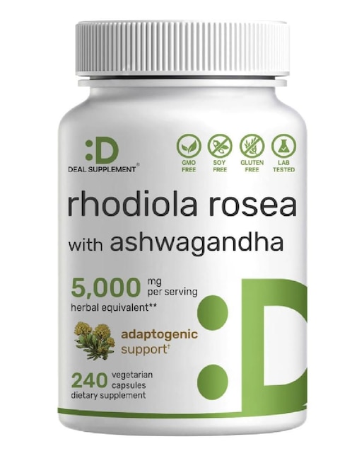 Rhodiola Rosea con Ashwagandha Deal Supplement de 240 cápsulas