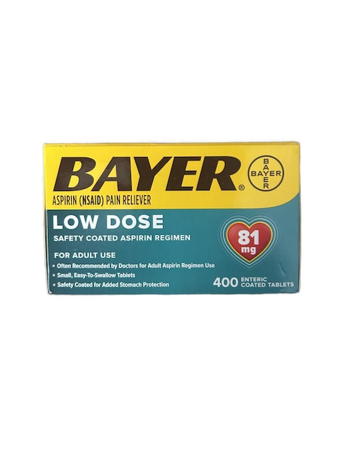 Tabletas para desinflamar y aliviar dolor intenso Aspirina de dosis baja Bayer
