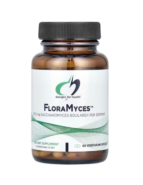 FloraMyces Saccharomyces Designs For Health con vitaminas y minerales de 60 cápsulas