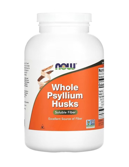 Cáscaras de Psyllium Enteras Now con psyllium (plantago ovata) de 330 g