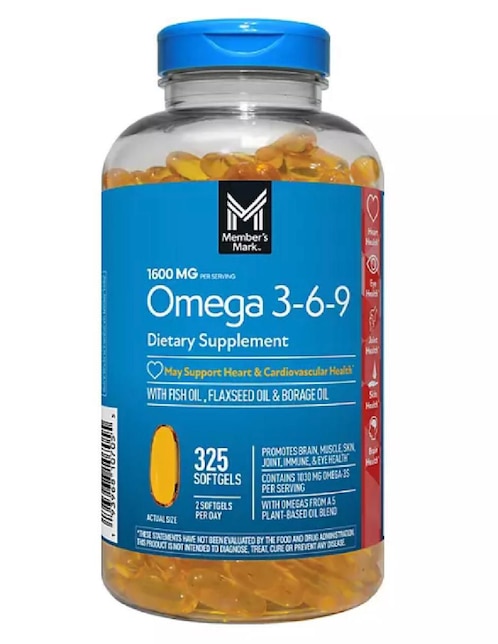 Omega 369 Members Mark con aceite de salmón, aceite de linaza y aceite de oliva extra virgen