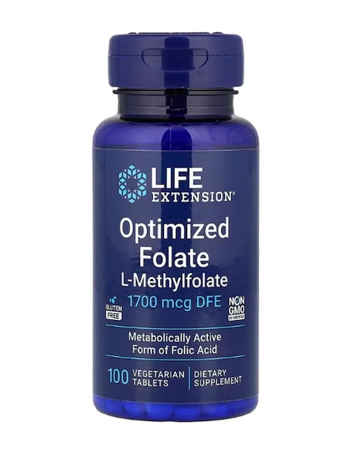 Folato Life Extension con vitaminas y minerales de 100 cápsulas