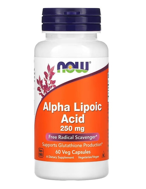 Ácido alfa-lipoico, 250 mg Now con ácido alfa lipoico de 60 cápsulas