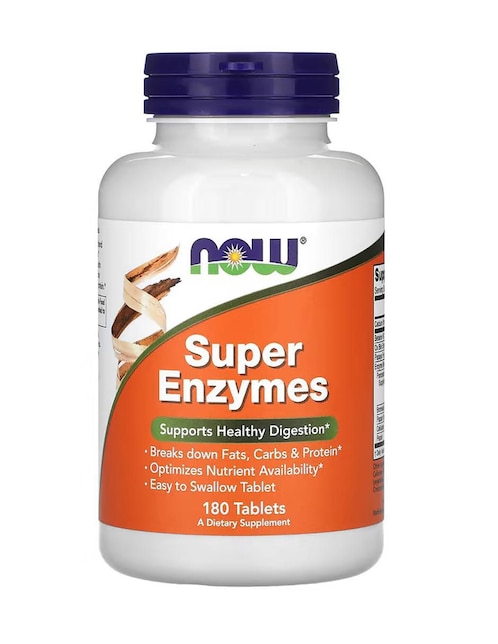 Súper enzimas Now con enzimas digestivas y probióticos de 180 tabletas
