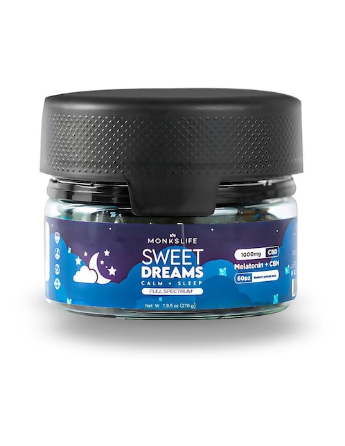 Gomitas Sweet Dreams con CBD, CBN y melatonina sabor mora azul de 60 gomitas