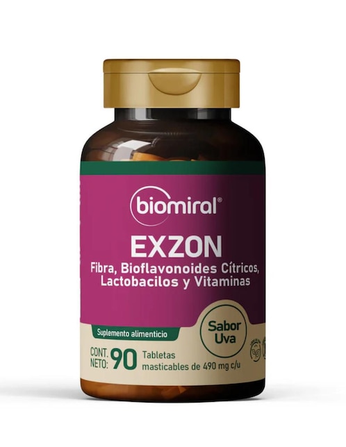 Exzon Biomiral Biomiral con lactobacilos sabor uva de 90 tabletas