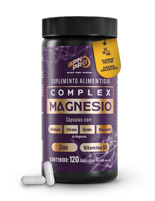 Magnesio complex con citrato de magnesio, glicinato de magnesio, gluconato de magnesio y óxido de magnesio 120 cápsulas Magnesio complex con citrato de magnesio, glicinato de magnesio, gluconato de magnesio y óxido de magnesio 120 cápsulas
