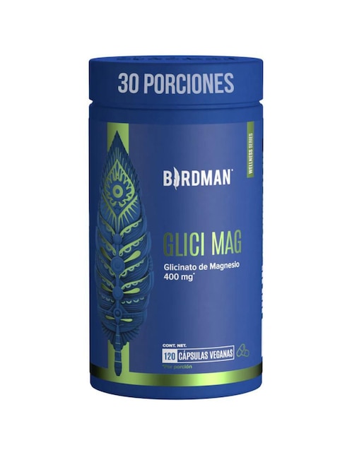 Glicinato de Magnesio Birdman de 120 cápsulas