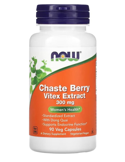 Extracto de Saucegatillo Vitex Now con vitaminas y minerales de 90 cápsulas