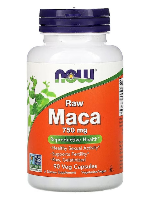 Raw Maca, 750 mg, 90 Veg Capsules Now con maca de 90 cápsulas
