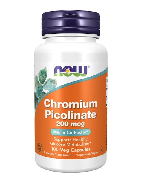 Chromium Picolinate 200 mcg Now Foods con cromo de 100 cápsulas