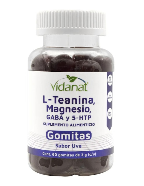 Gomitas L Teanina y Magnesio Vidanat con l-teanina sabor uva de 60 gomitas
