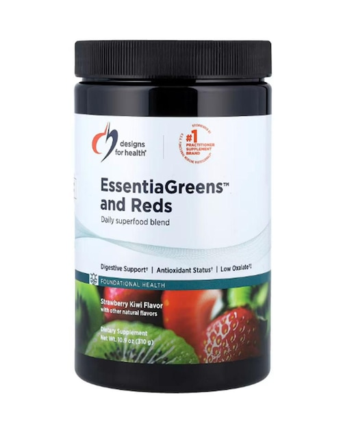 EssentiaGreens Designs For Health con vitaminas y minerales sabor frutos rojos de 310 g