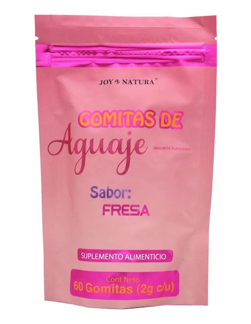 Gomitas de Aguaje Joy Natura con aguaje (mauritia flexuosa) sabor fresa de 60 gomitas