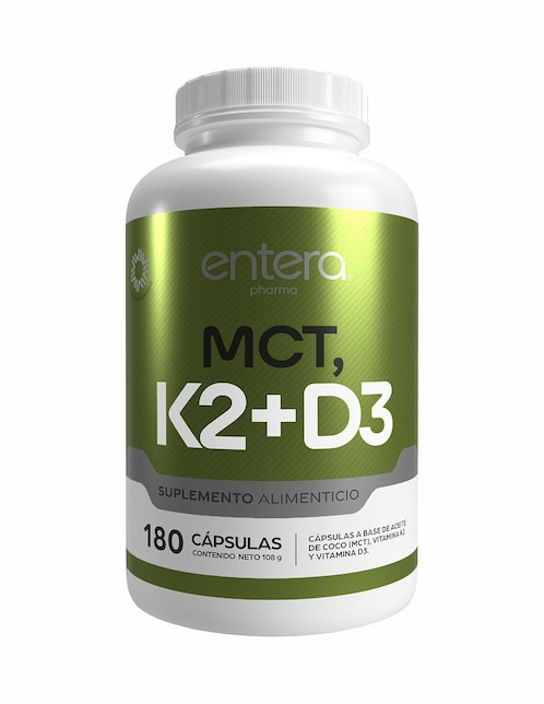 ENTERA MCT, K2+D3 Entera con vitamina k2 y vitamina d3 de 180 cápsulas