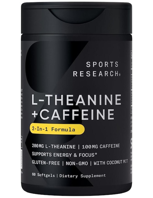 SPORT RESEARCH L-teanina energía enfocada, alerta y relajación sin somnolencia, 200 mg Sport Research sabor coco de 60 cápsulas