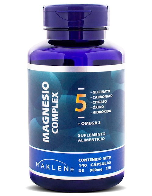 Magnesio complex 5 + omega 3 Maklen con 140 cápsulas