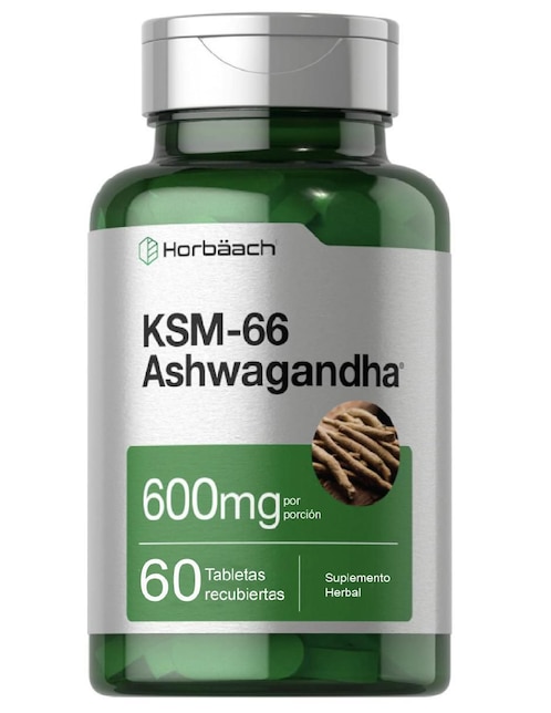 KSM-66 Ashwagandha Horbaach sabor natural de 60 tabletas