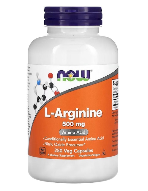 L-arginina, 500 mg, 250 cápsulas vegetales de 250 cáp