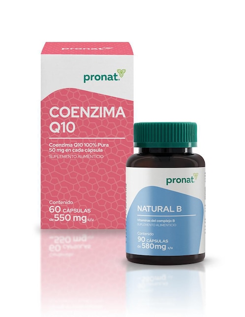 Set de suplementos alimenticios de Coenzima Q10 y natural B complex Pronat con complejo B y levadura de cerveza