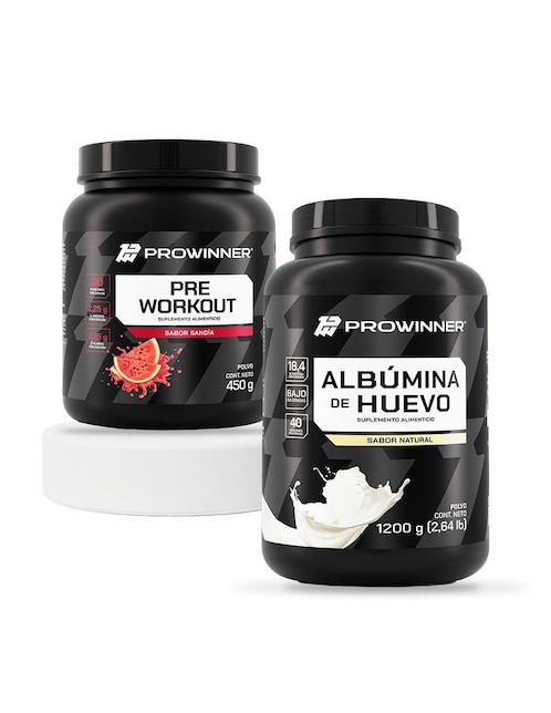 Set de suplementos de PreWorkout Sandia y Albúmina de Huevo Prowinner con proteína de soya con aminoácidos