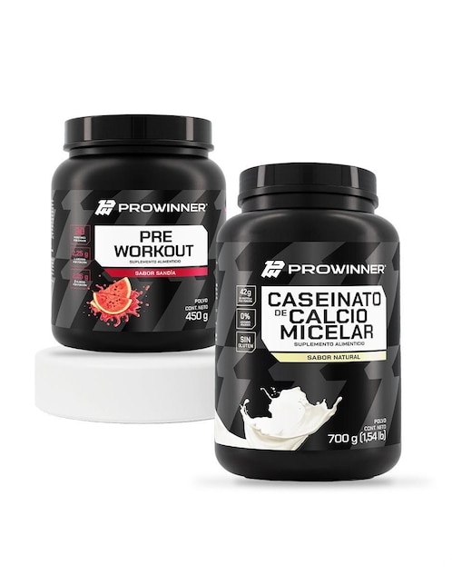 Set de suplementos alimenticios de preworkout sandia y caseinato de calcio micelar Prowinner